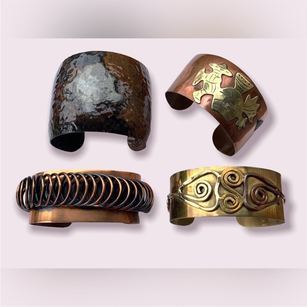Retro Jewelry Wide Copper Cuff Bracelets Lot